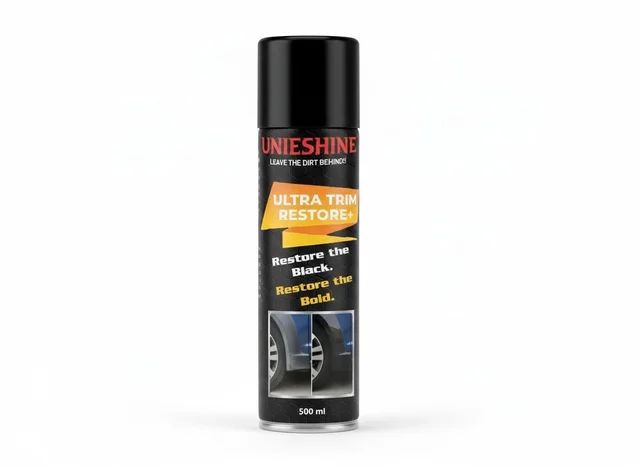 UNIESHINE Ultra Trim Restore+ 500ML – Plastic & Rubber Restorer for Car and Bike Trim | Dashboard Polish with UV Protection, Non-Greasy Long-Lasting Shine