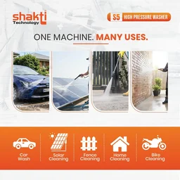 SHAKTI TECHNOLOGY Shakti Technology S5 High Pressure Car Washer Machine 1900 Watts, Pressure 125 Bar, 8L/Min Flow Rate and 10 Meter Hose Pipe with Professional 1L Foam Cannon Snow Lance
