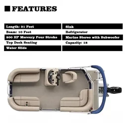 Double decker 24ft alluminium pontoon boat
