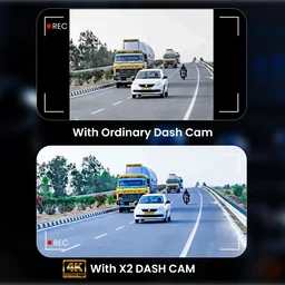 HIFFIN RoadCam X2 Dual Channel Recording Front 4K + Rear 1080P Dashcam with 1.47" Screen, Super Night Vision & WiFi, G-Sensor, Loop Recording, Parking Monitor. Ideal for Safety & Security