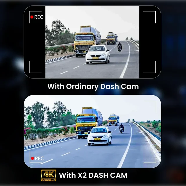 HIFFIN RoadCam X2 Dual Channel Recording Front 4K + Rear 1080P Dashcam with 1.47" Screen, Super Night Vision & WiFi, G-Sensor, Loop Recording, Parking Monitor. Ideal for Safety & Security