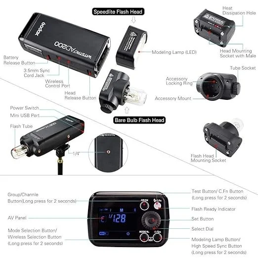 godox GODOX AD 200 Pocket FlasH , Black