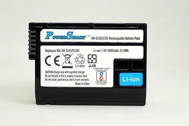 Power Smart EN-EL15C, EN-EL15B, EN-EL15 Rechargeable Lithium-Ion Battery for for D850, D7200, D7500, D500, D7100, D810A, D750, D810, D800E, D7000, D800, Z6 II, Z7 II, Z5, Z7, Z6, Camera Battery