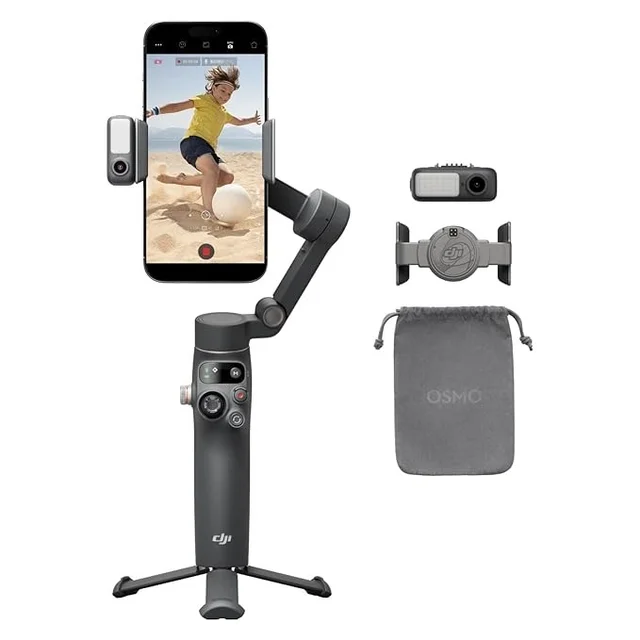 DJI Osmo Mobile 7P Gimbal Stabilizer for iPhone, Android, Native Tracking, Lighting,3-Axis Phone Gimbal,One-Tap Edit, Built-in Extension Rod & Tripod,Phone Charging, Vlogging Stabilizer YouTube Video