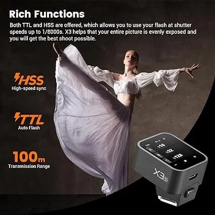 GODOX Godox X3-S X3S TTL Wireless Flash Trigger, Large OLED Touchscreen, Built-in Lithium Battery, Support TTL Auto/Manual/Multi Flash for Sony Camera