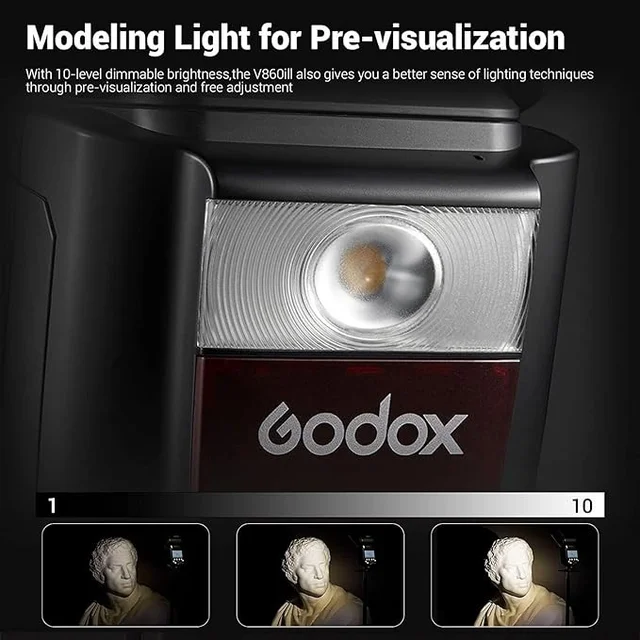 GODOX Godox V860III-C Flash for Canon Camera Flash Speedlite 7.2V/2600mAh Li-ion Battery, 2.4G Wireless HSS 1/8000 1.5s Recycle Time 10 Levels LED Modeling Light for Canon