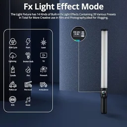 GODOX LC500R RGB LED Light Stick Lighting,2500K-8500K Full Color, 14 Lighting Effects, with Barndoor & Carry Bag (Remote Not Included)