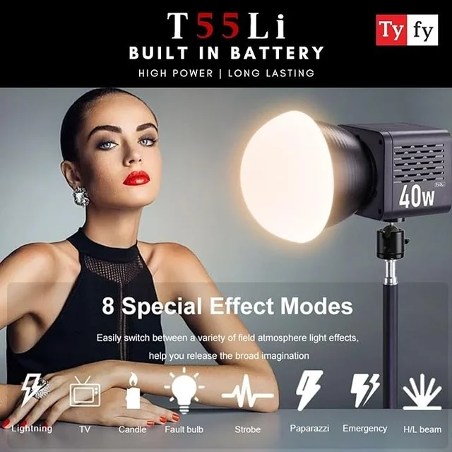 TYFY High Power Pocket LED Photo, Video COB Light with Built in Battery/ 8 Special Light Effects/Suitable for All Kinds of Small Production Photography/Power Saving & Environment Protection