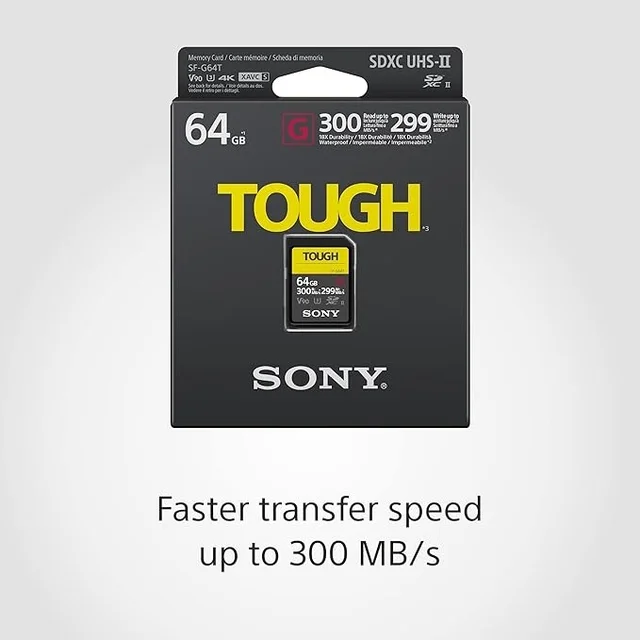 Sony SF-G64T 64 GB Tough High Speed sdxc UHS-II G300 SD Card
