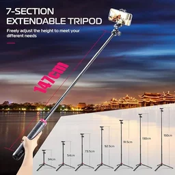 ULANZI MT-44 Extendable Phone Tripod, 44" Selfie Stick Phone Tripod Stand with 2 in 1 Phone Clip, 360° Ball Head Camera Tripod for iPhone Sony Canon GoPro, Lightweight for Travel