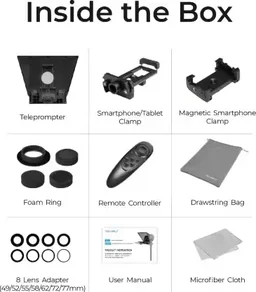 DIGITEK DTP-008 8” Teleprompter for Smartphone & DSLR Supports w/Remote Control APP Compatible Camera Rig