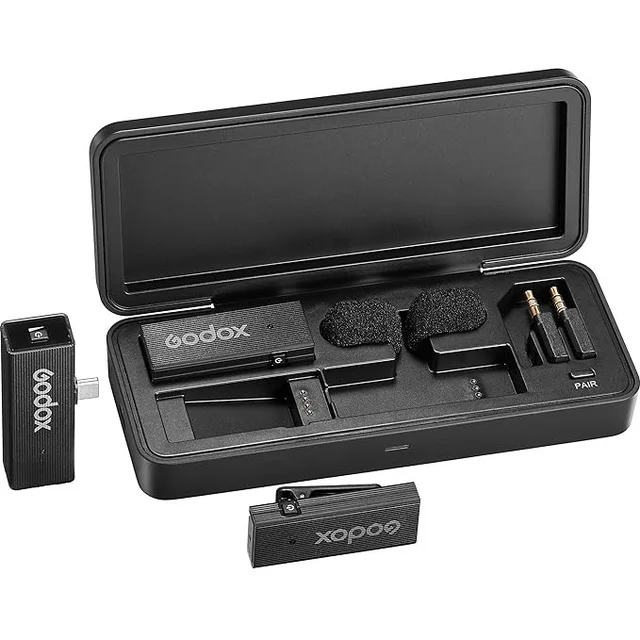 Godox MoveLink Mini 2.4GHz USB-C Wireless Microphone Kit 2, Classic Black