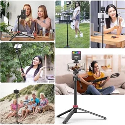 ULANZI MT-44 Extendable Phone Tripod, 44" Selfie Stick Phone Tripod Stand with 2 in 1 Phone Clip, 360° Ball Head Camera Tripod for iPhone Sony Canon GoPro, Lightweight for Travel
