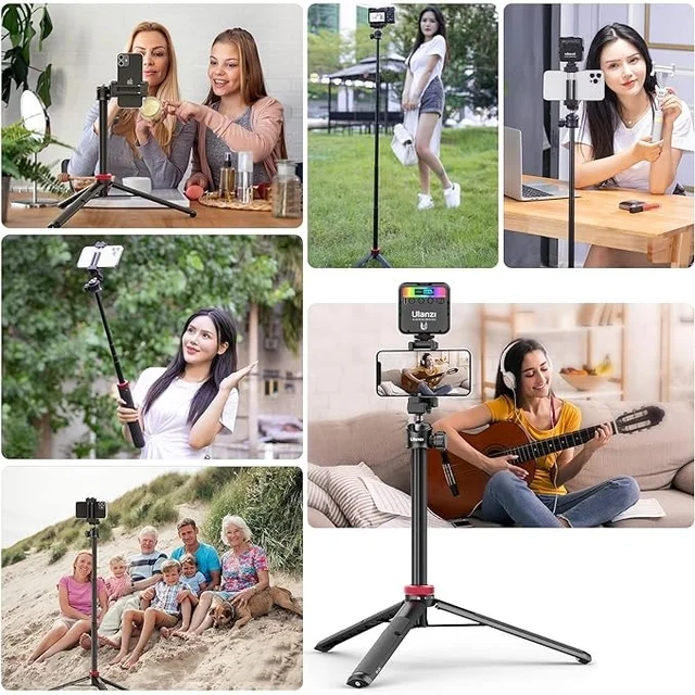 ULANZI MT-44 Extendable Phone Tripod, 44" Selfie Stick Phone Tripod Stand with 2 in 1 Phone Clip, 360° Ball Head Camera Tripod for iPhone Sony Canon GoPro, Lightweight for Travel
