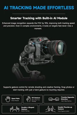 FeiyuTech SCORP 3 Gimbal Stabilizer for Camera, Built-in AI Tracking Sensor & Detachable Remote Control, 3.5KG Payload Camera Stabilizer with Touch Screen, Vertical Shooting