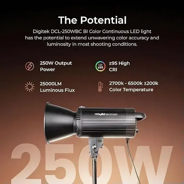 DIGITEK® Lite (DCL-250 WBC Combo) 250W Bi Color Continuous LED Light