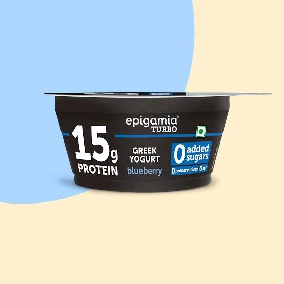 epigamia Turbo Zero Fat 15g Protein Greek Yogurt Blueberry Zero Added Sugar