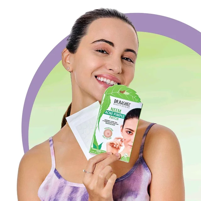 DR.RASHEL
BEAUTY ELIXIRS
NEEM ACNE-PIMPLE
HYDROCOLLOID PATCHES
Infused with Salicylic Acid
Gently absorbs secretion Promotes acne healing
TOXIN-FREE
EASY TO USE
DERMATOLOGICALLY TESTED
SUITABLE FOR MOST SKIN TYPES
36 Patches
12 mm 8 mm 1224ches Multi-size patches for precise coverage - 36 N Patches (12N - 12mm | 24 N - 8mm)