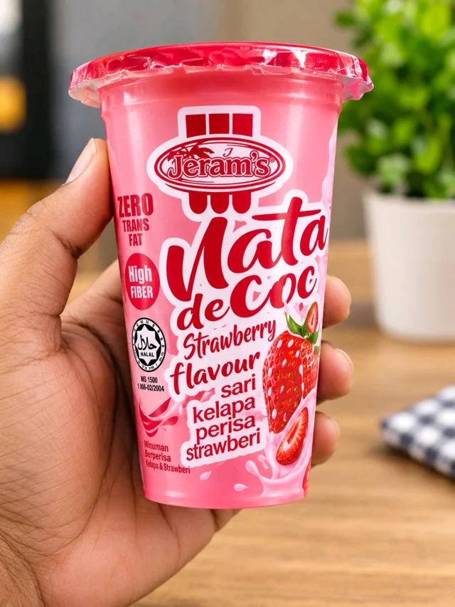 Jerams Nata De Coco Strawberry Flavour Zero Trans Fat
