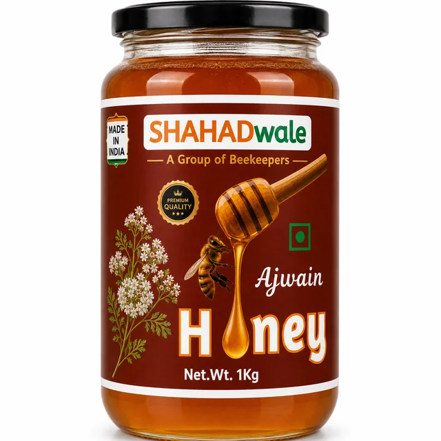 SHAHADWALE AJWAIN HONEY | CAROM HONEY | THYME FLORA HONEY | SHAHADWALE HONEY - 1 KG, Natural Honey