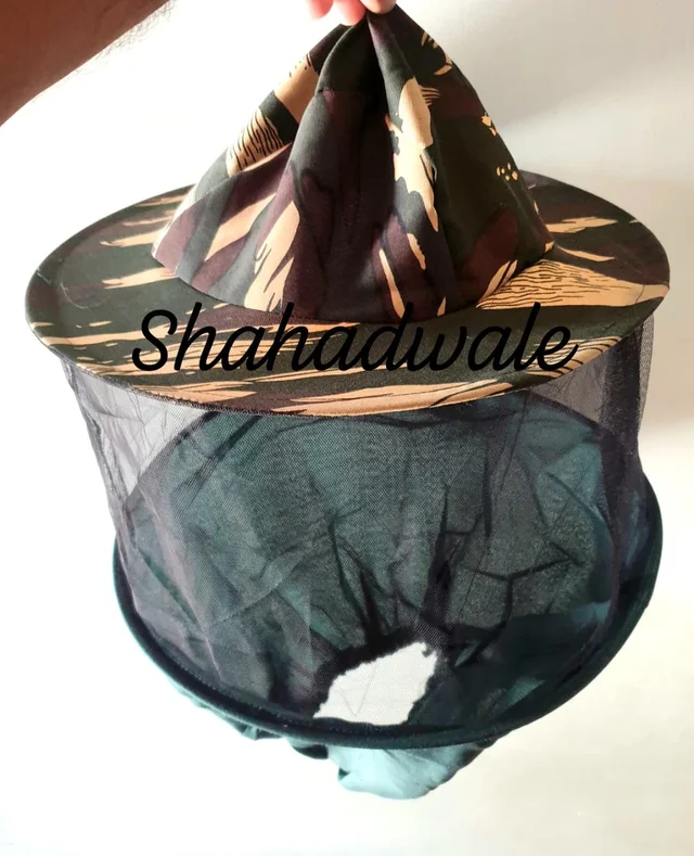 Shahadwale Bee Veil Protection Cap | Beekeeper Protective Gear for Face & Neck Safety - Army Green
