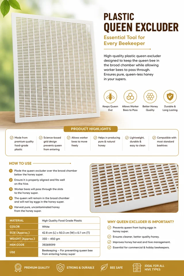 SHAHADWALE Premium Plastic Queen Excluder for Beehives – Food Grade Bee Hive Separator