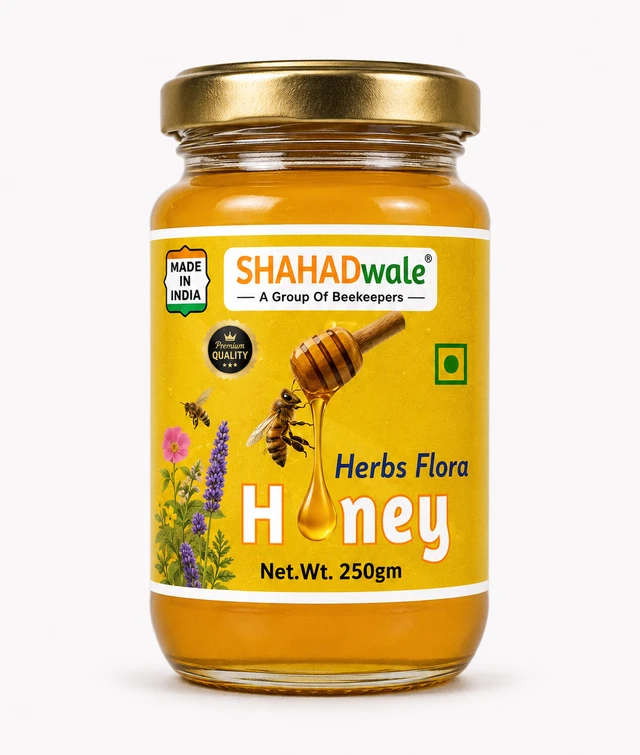 SHAHADWALE Herbs Honey |Herbs Flora Honey| Herbal plants Flowers Honey | Himalayan Honey - 250 Gm, Premium Quality
