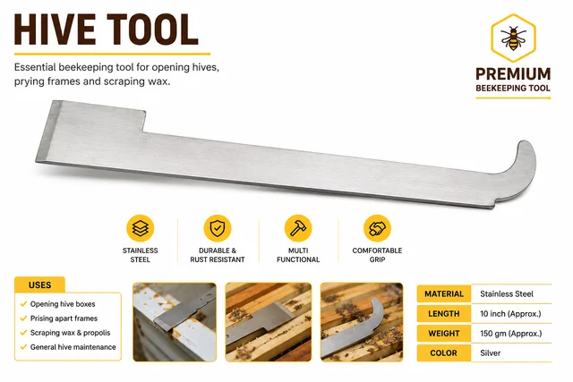 Shahadwale Stainless Hive Tool for Beekeeping – Heavy Duty Frame Lifter & Wax Scraper