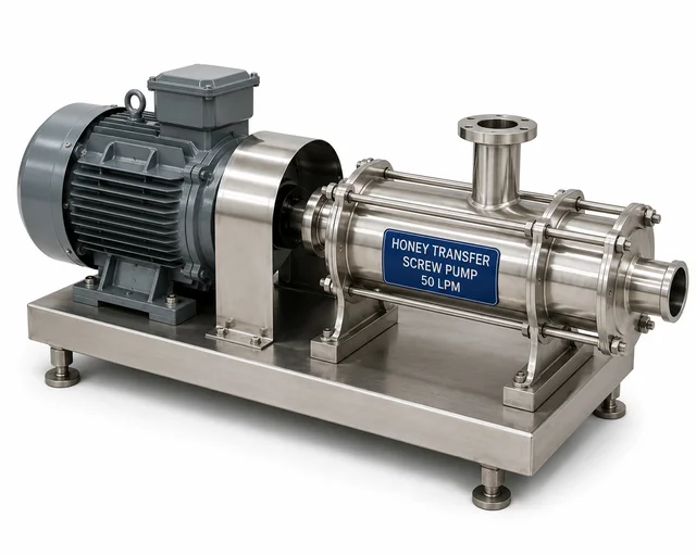 SHAHADWALE Honey Transfer Screw Pump (50 LPM) | Food Grade Stainless Steel Honey Transfer Pump