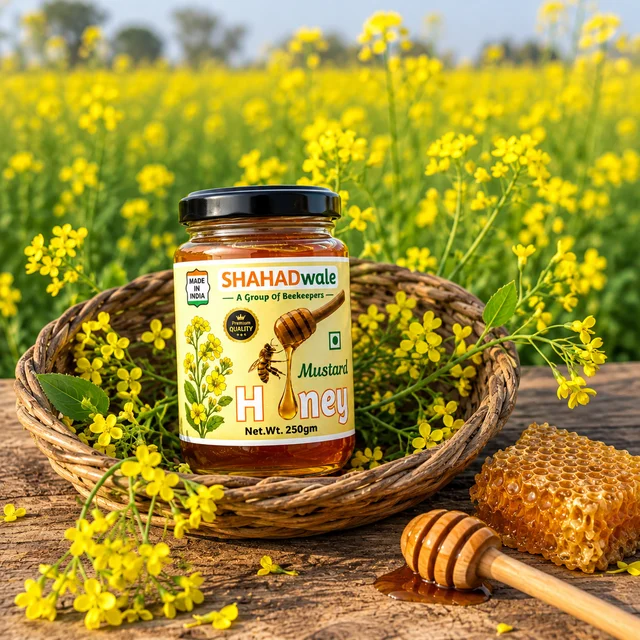 SHAHADWALE Natural Mustard Honey | Raw Sarson Honey from Rajasthan | Unprocessed & Pure - 250gm