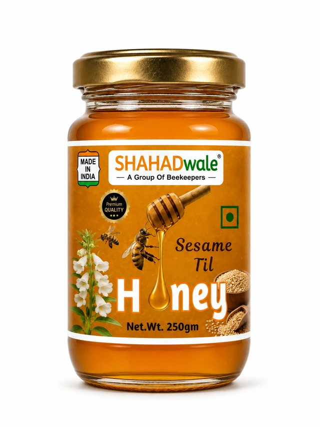 SHAHADWALE Sesame Honey | Til Flora Honey | SHAHADWALE Bee Farms honey - 250 Gm, Premium Quality