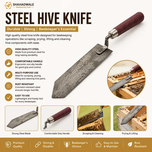 Shahadwale Steel Hive Knife – Professional Beekeeping Scraping & Cutting Tool - SS