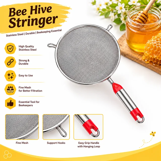 Shahadwale Stainless Steel Honey Strainer – Double Mesh Honey Filter for Beekeeping