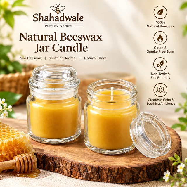 SHAHADWALE Natural Beeswax Candle – Handmade Golden Yellow Candle for Home Décor, Meditation & Gifting - 5 Piece - 230Gm