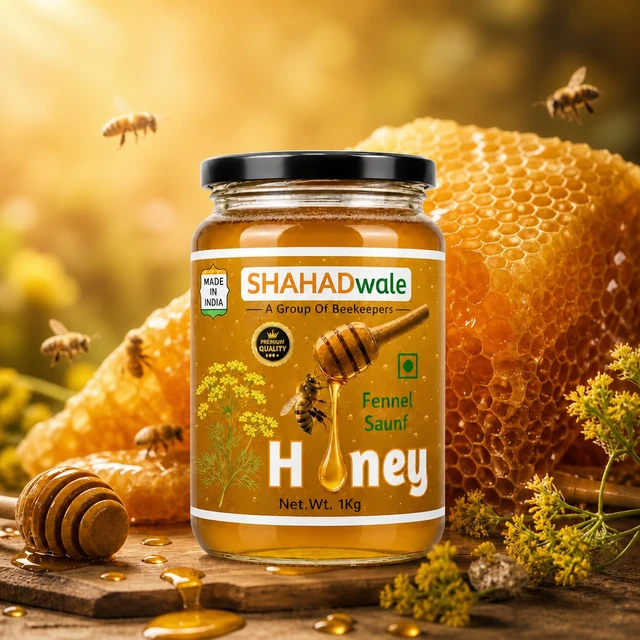 SHAHADWALE Fennel Honey | Saunf Flora Honey - 1Kg