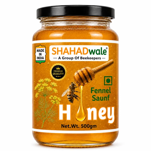 SHAHADWALE Fennel Honey | Saunf Flora Honey - 500 Gm