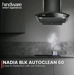 Hindware In 60 Auto Clean Wall Mounted Black 1500 Cmh Chimney - Black
