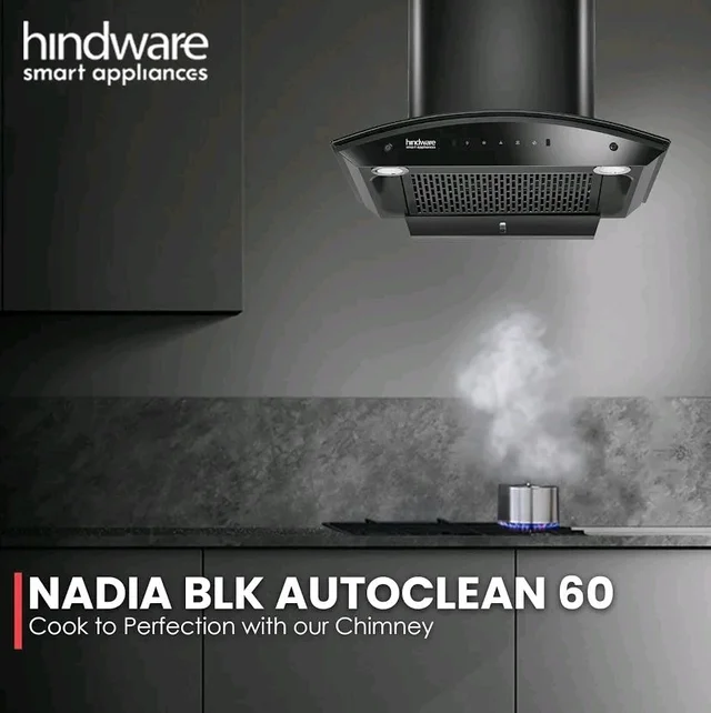 Hindware In 60 Auto Clean Wall Mounted Black 1500 Cmh Chimney - Black