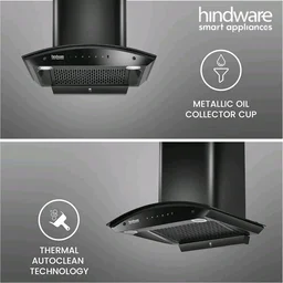 Hindware In 60 Auto Clean Wall Mounted Black 1500 Cmh Chimney - Black