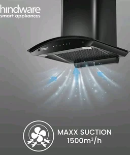 Hindware In 60 Auto Clean Wall Mounted Black 1500 Cmh Chimney - Black
