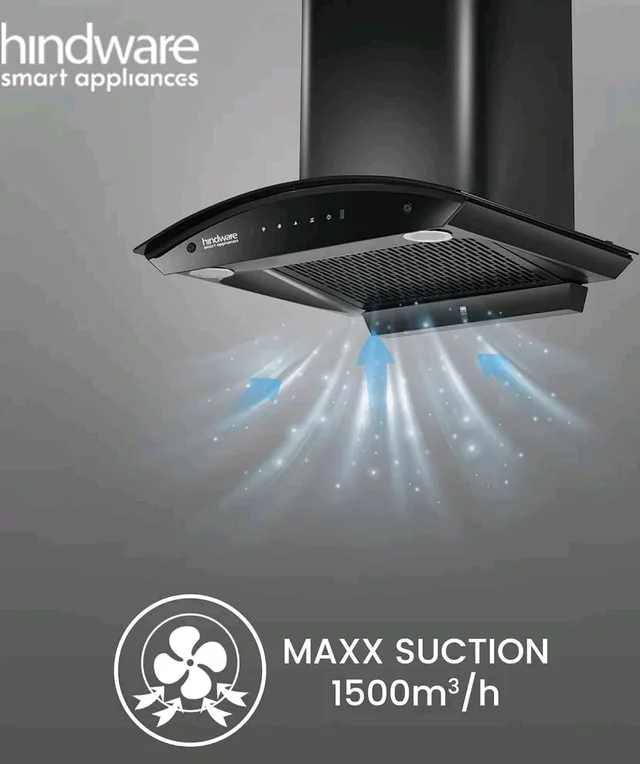 Hindware In 60 Auto Clean Wall Mounted Black 1500 Cmh Chimney - Black
