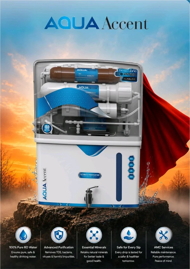 AQUA ACCENT RO+ UV+ TDS+ COPPER ALKALINE+ ZINC 10 Ltrs TANK CAPCITY