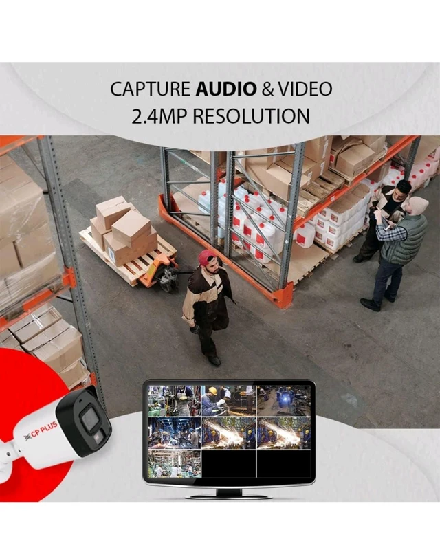 CP PLUS 4 channel DVR with 2MP 1 OUTDOOR & 1 INDOOR, Built-in Audio Mic, Dual Light Color Night Vision wired CCTV Cameras, Motion Detection, 4 Channel SMPS, 70 Meter Cable, 500 GB HDD, Required BNC/DC