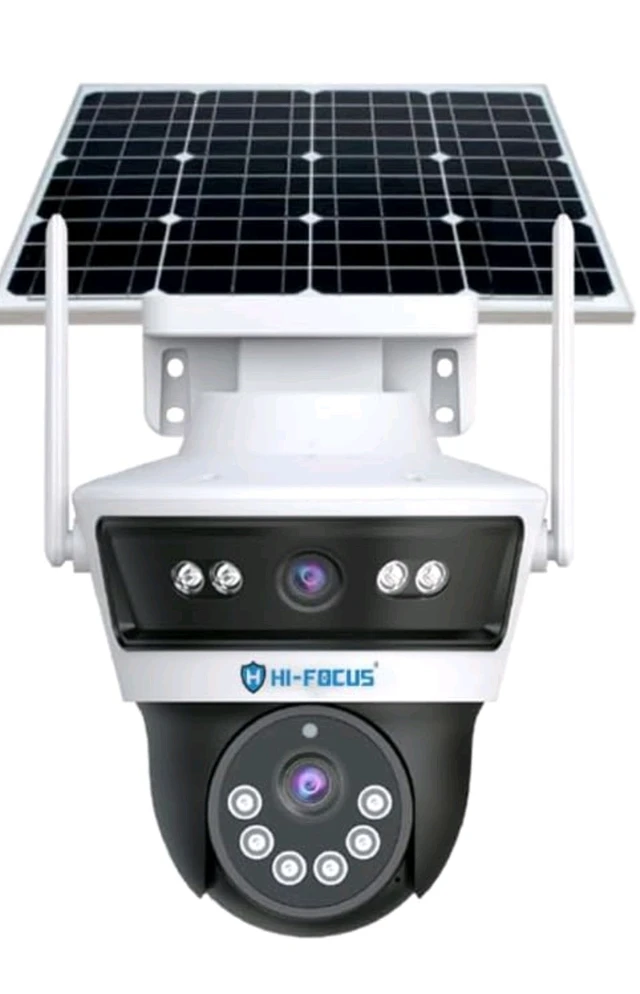 HIFOCUS 3MP Dual Lens 4G Solar CCTV Camera, Dual View Outdoor PT Security Camera, SIM Supported, Color Night Vision, PIR Motion Detection, Two-Way Audio
