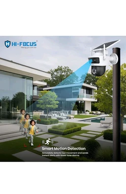 HIFOCUS 3MP Dual Lens 4G Solar CCTV Camera, Dual View Outdoor PT Security Camera, SIM Supported, Color Night Vision, PIR Motion Detection, Two-Way Audio