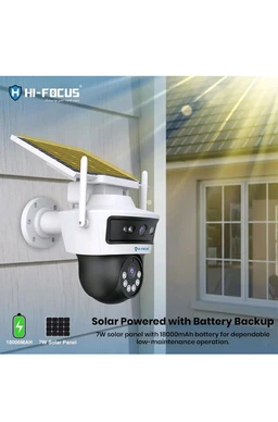HIFOCUS 3MP Dual Lens 4G Solar CCTV Camera, Dual View Outdoor PT Security Camera, SIM Supported, Color Night Vision, PIR Motion Detection, Two-Way Audio