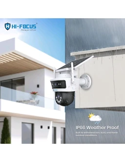 HIFOCUS 3MP Dual Lens 4G Solar CCTV Camera, Dual View Outdoor PT Security Camera, SIM Supported, Color Night Vision, PIR Motion Detection, Two-Way Audio