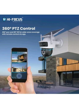 HIFOCUS 3MP Dual Lens 4G Solar CCTV Camera, Dual View Outdoor PT Security Camera, SIM Supported, Color Night Vision, PIR Motion Detection, Two-Way Audio