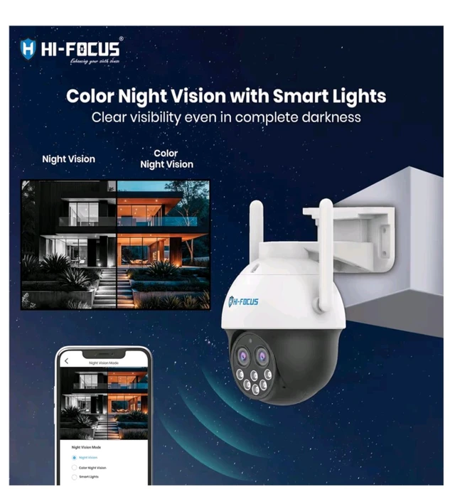 HIFOCUS 4MP Dual Lens Wi-Fi PTZ Outdoor Security Camera, 10X Zoom with Wide & Zoom Views, Color Night Vision, AI Human Detection & Auto Tracking, Two-Way Audio, Siren & Alexa Support