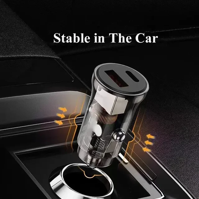 UniBoss 3.4 Amp 40 Watt USB + PD Port Turbo Car Charger (Transparent) - Transparent